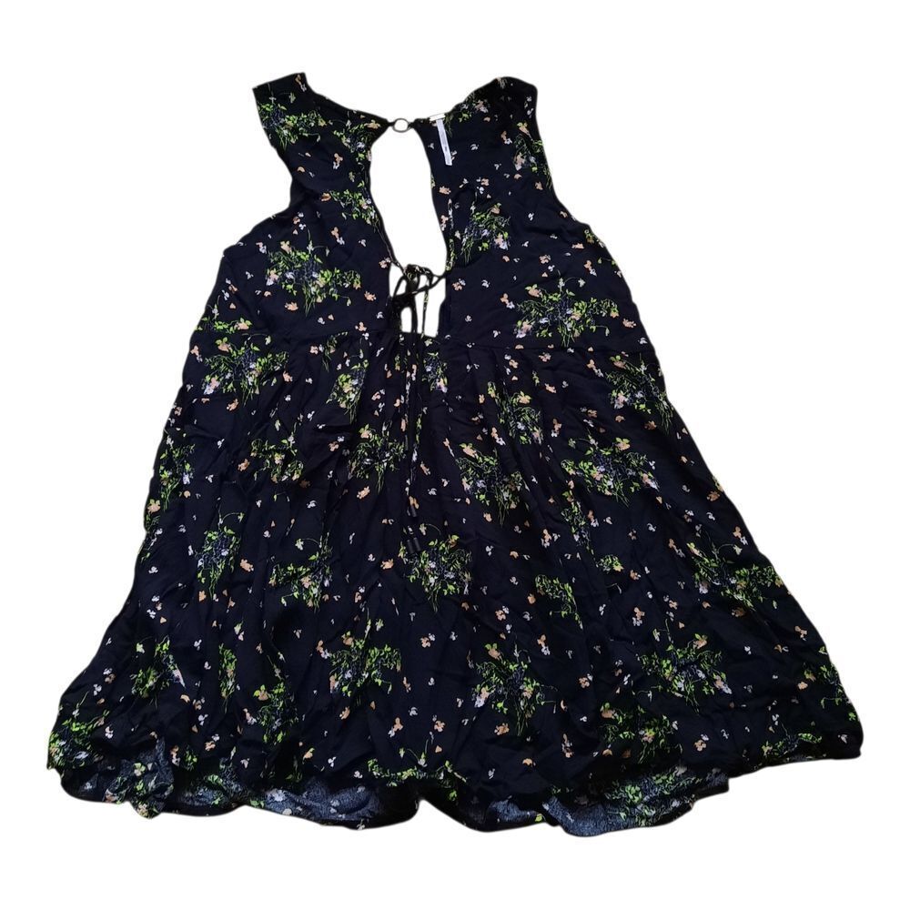 Free People Black and Green Floral Tunic